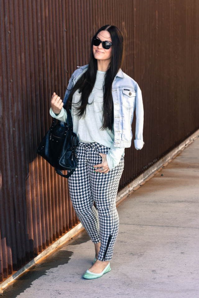Houndstooth Print Jeans