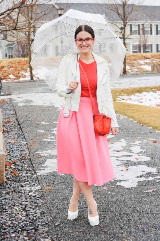 Pink Scuba Midi Skirt