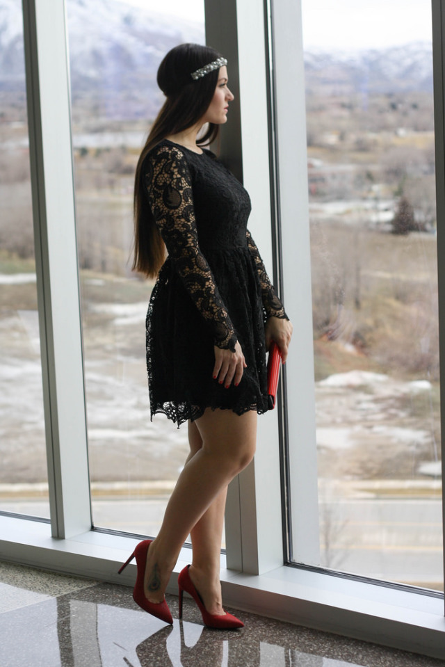 Black Long Sleeve Lace Dress