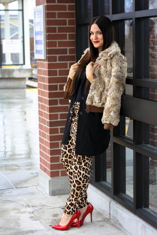 Vintage Fur Bomber Jacket