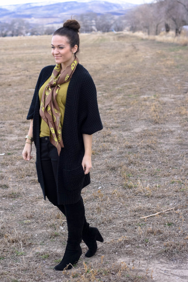 Black Wool Cardigan