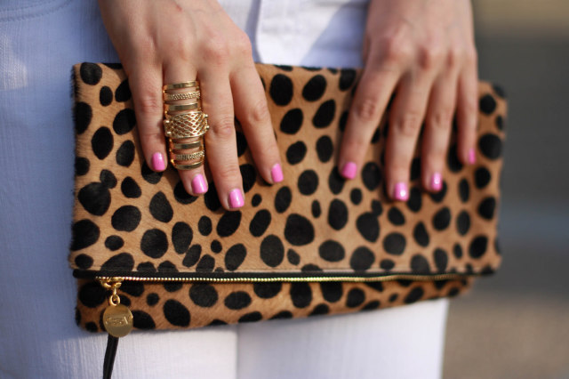 Clare V Leopard Clutch