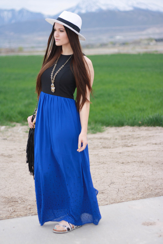 Black and Blue Maxi Dress