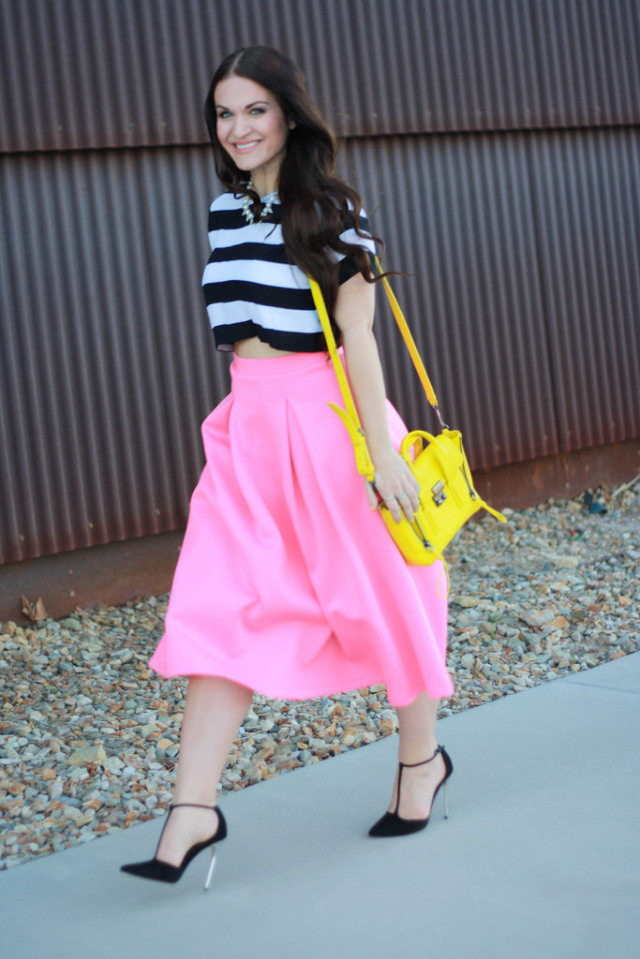 Pink Scuba Midi Skirt