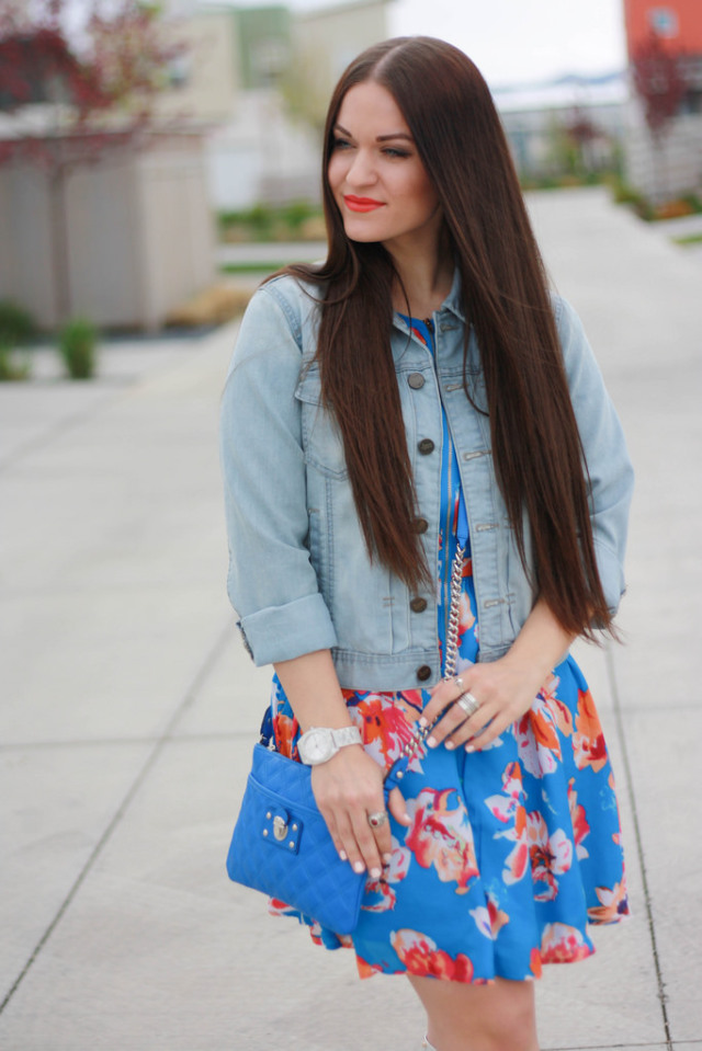 Floral Dress and Denim Jacket