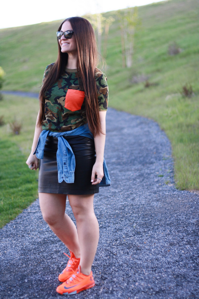 Camo and Leather Outfit