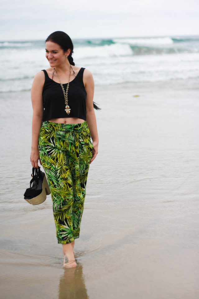 Palm Print Pants