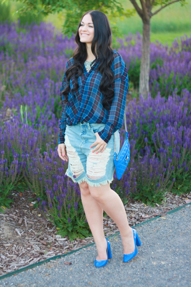 Blue Plaid Blouse