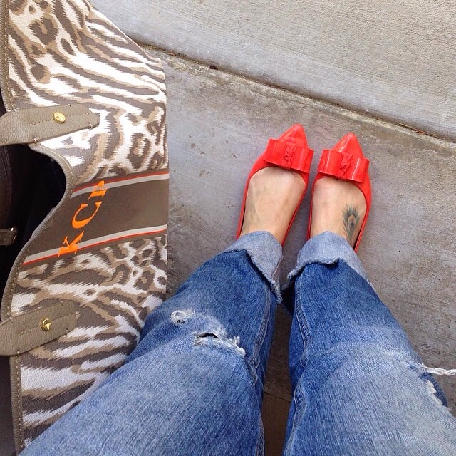 Orange bow flats