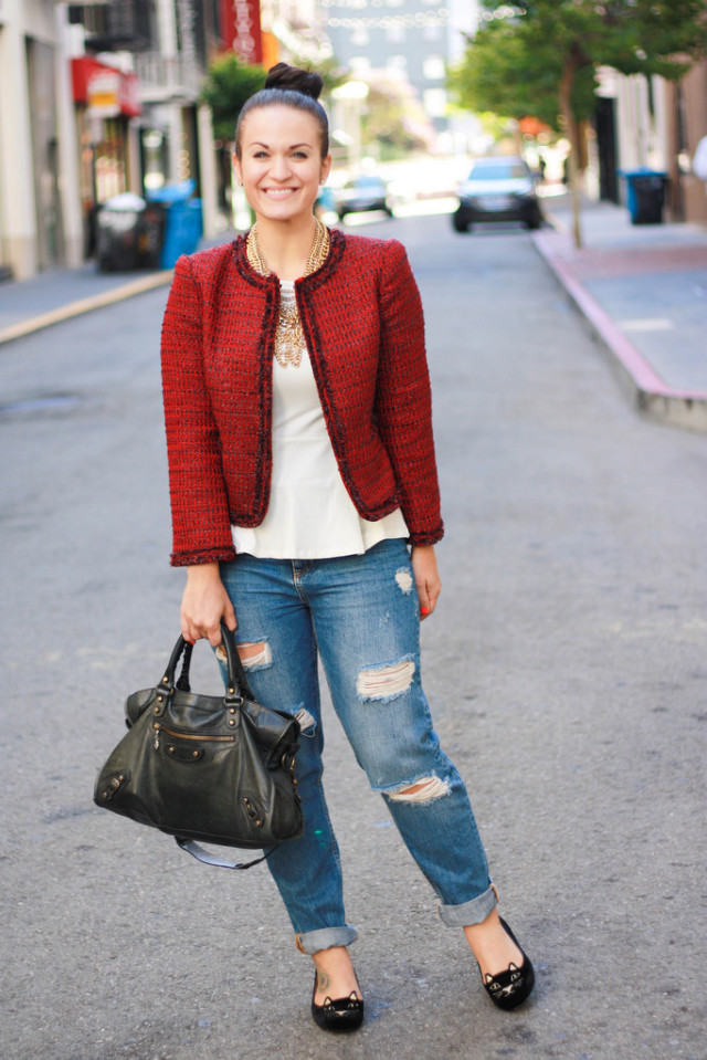 Tweed Blazer and Jeans