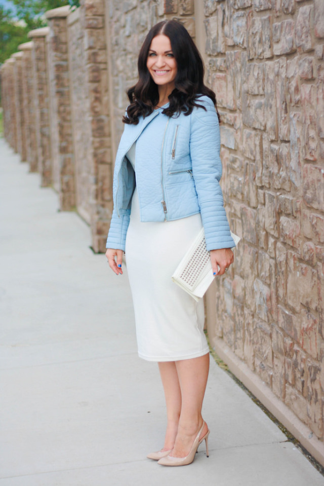 Leather Jacket and Midi Dress