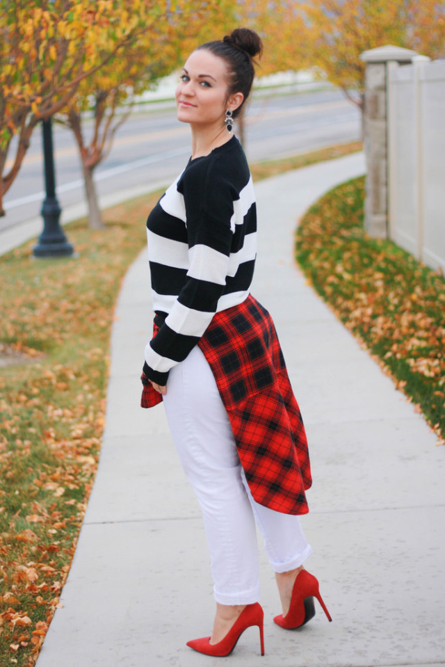 Striped Sweater and White Jeans