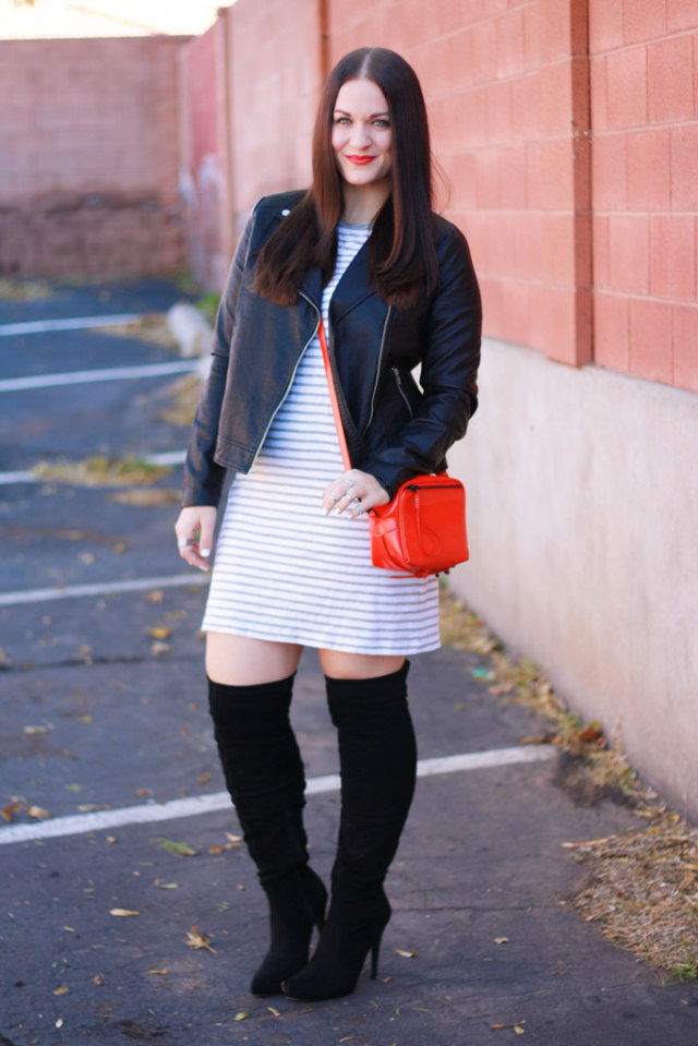 Leather Jacket and Thigh High boots