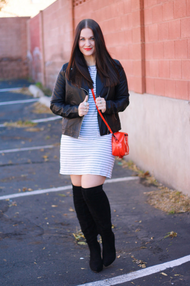 Leather Jacket and Dress