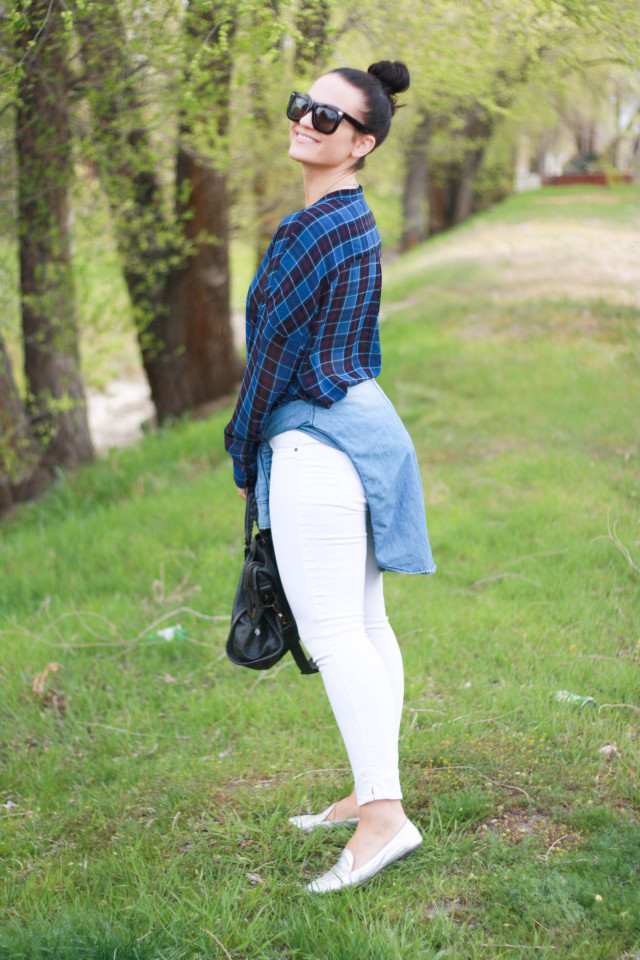 White Jeans and Chambray Shirt