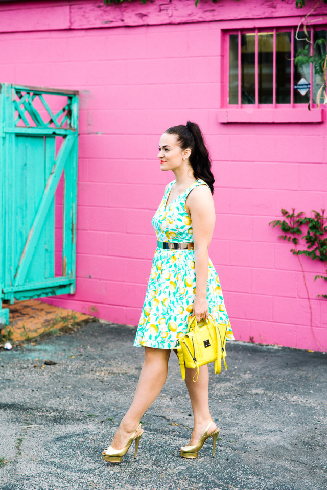 Elle Lemon Print Dress