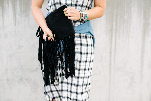 Black Suede Zara Fringe Clutch