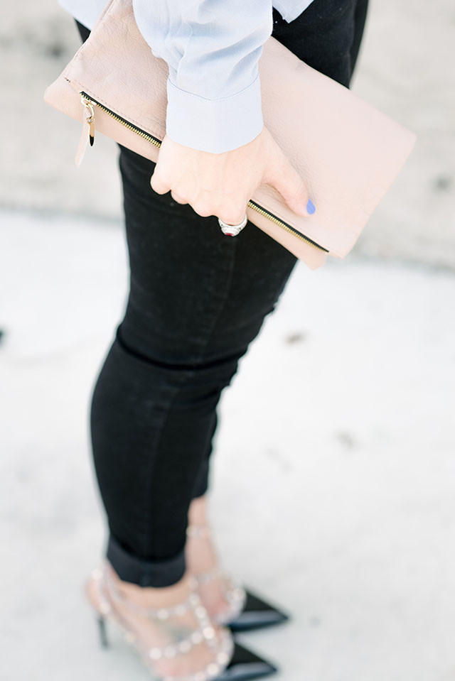 Clare V. Blush Foldover Clutch