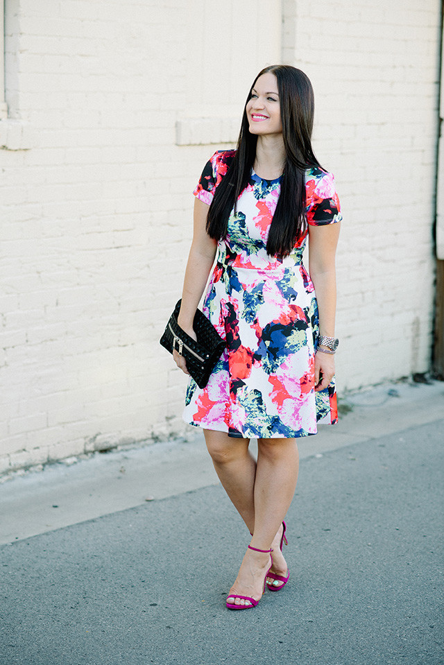 MILLY for DesigNation Floral Fit & Flare Scuba Dress