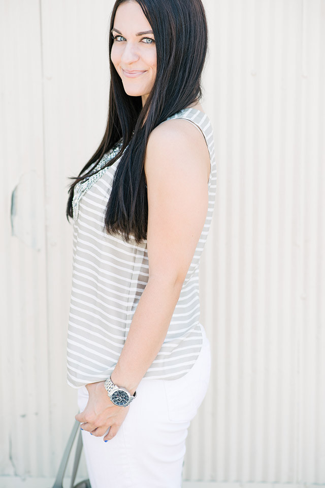 Cream stripe J. Crew Tank