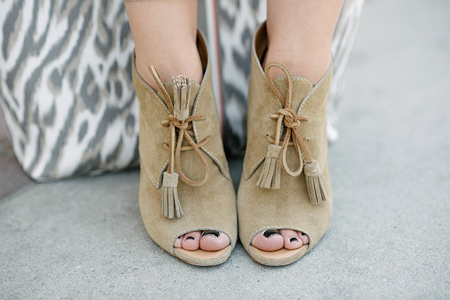 Dsquared2 Suede Tassel Peep Toe Booties