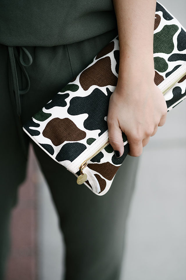 Clare V. Camo Foldover Clutch