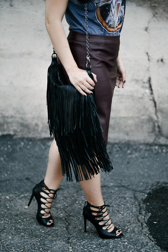 Black Leather Fringe Bag