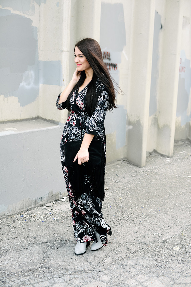 Floral Maxi Dress and Thigh High Boots