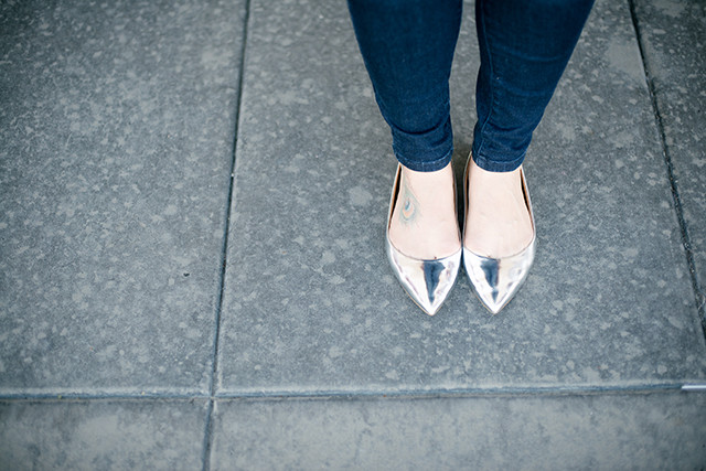 jcrew silver flats