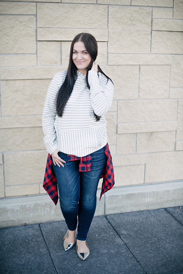 Striped Sweater and Plaid Shirt