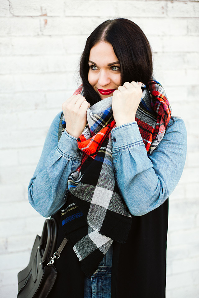 Forever 21 Plaid Blanket Scarf 