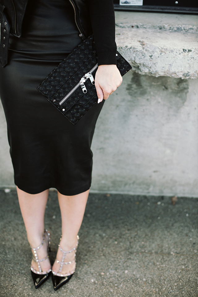 Black Leather Midi Skirt