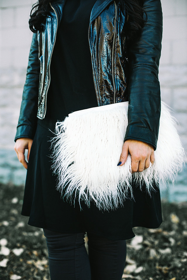 New Look Faux Mongolian Fur Clutch