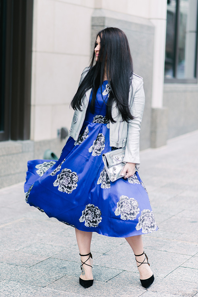 Blue Floral Print Dress