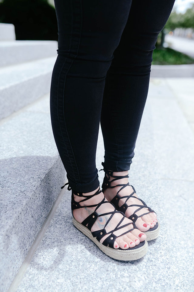 Forever 21 Lace Up Platform Sandals