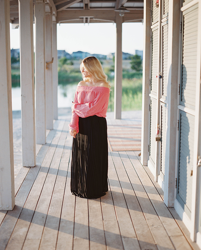 Black Pleated Maxi Skirt