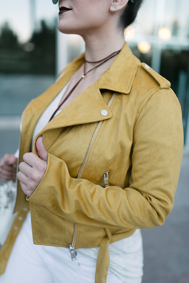 Forever 21 Yellow Suede Moto Jacket