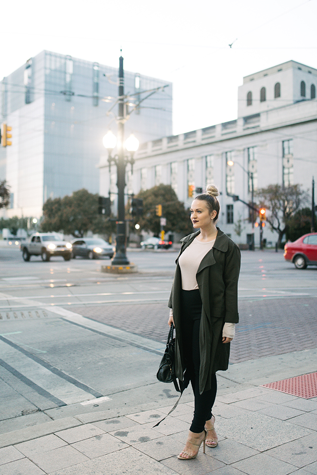 Forever 21 Olive Belted Trench Coat