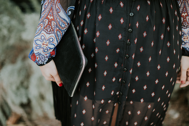 Zara Black Suede Fringe Clutch