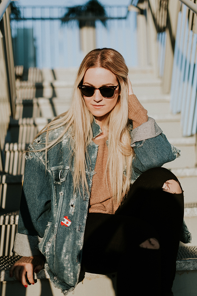 Distressed Denim Jacket Outfit