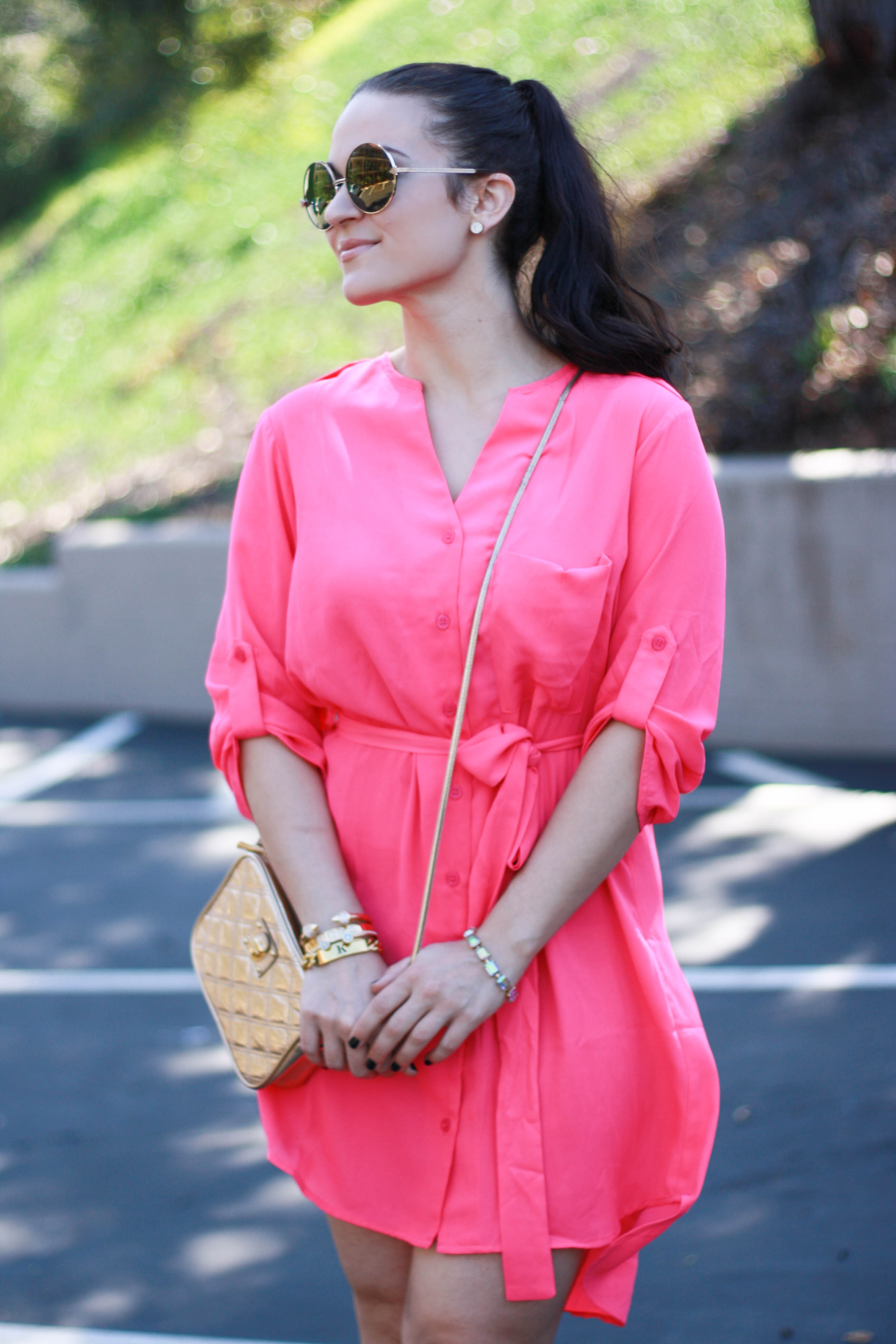 Pink Shirt Dress in So Cal