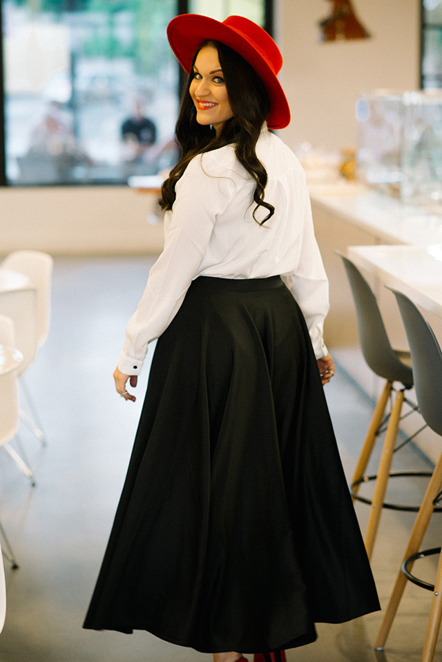 Black Scuba Midi Skirt